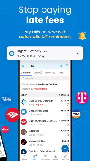 Bill Payment Reminder, Budgets
