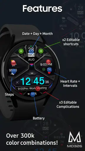 MD326 3D Modern Watch Face