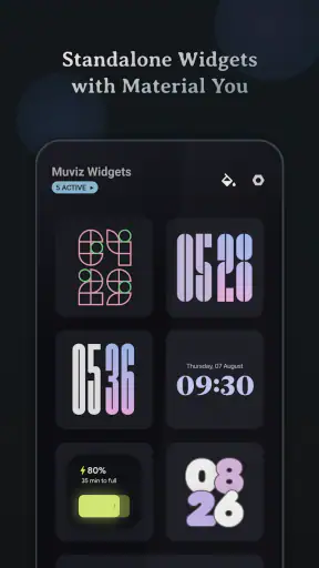 Muviz Widgets: Clock, Music.,