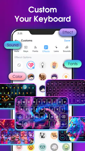 Neon LED Keyboard: RGB & Emoji