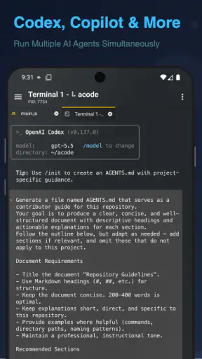 Acode — Terminal & AI Coding