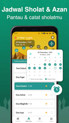 Arah Kiblat: Waktu Sholat,Azan