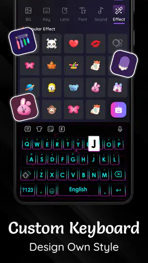Dark Theme Keyboard-Neon Black