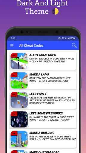 Dude Theft Wars, Cheat Codes
