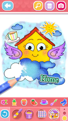 Glitter House coloring for kid