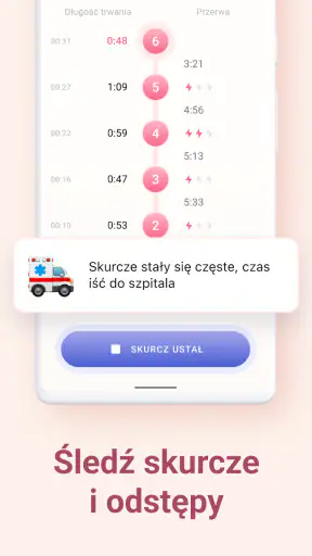 Licznik skurczy: Śledź skurcze