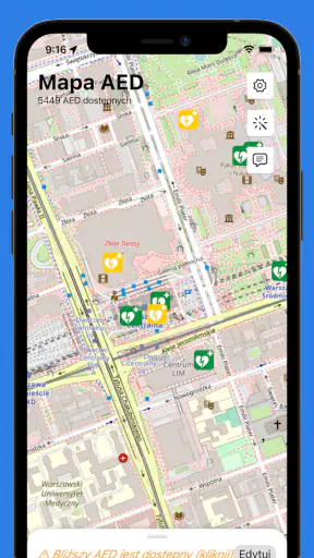 Mapa AED - defibrylatory