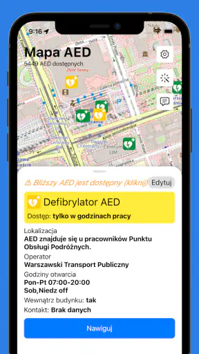 Mapa AED - defibrylatory