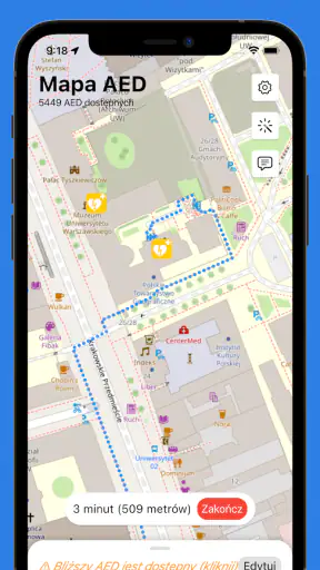 Mapa AED - defibrylatory