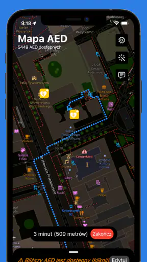 Mapa AED - defibrylatory