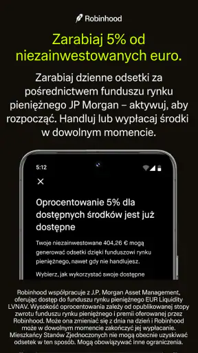 Robinhood: Krypto, 5% euro