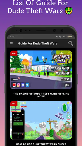 Dude Theft Wars, Cheat Codes