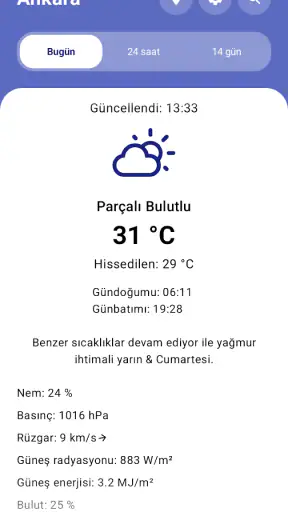 2 haftalık hava tahmini