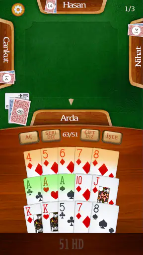 51 HD Kağıt Okey Oyunu