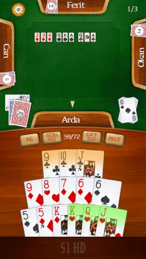 51 HD Kağıt Okey Oyunu