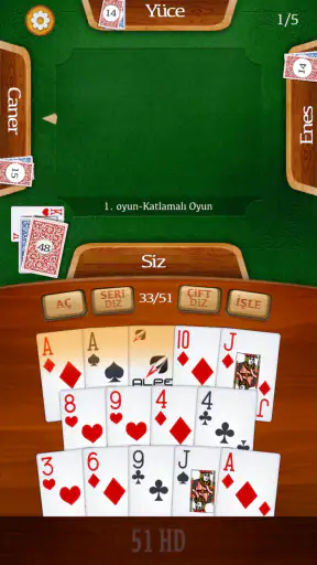 51 HD Kağıt Okey Oyunu