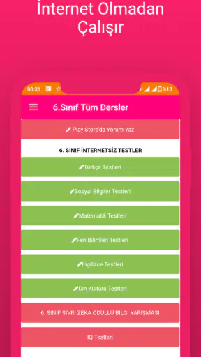 6. Sınıf Tüm Ders İnternetsiz