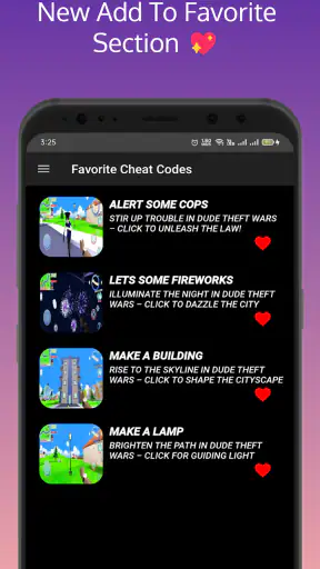 Dude Theft Wars, Cheat Codes