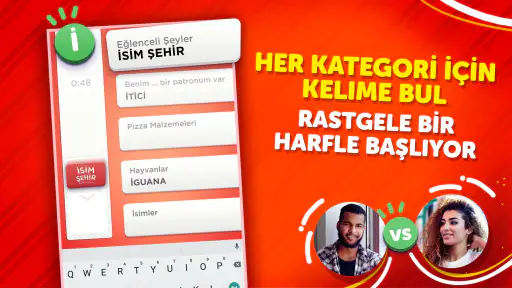 İsim Şehir - Kategori Oyunu