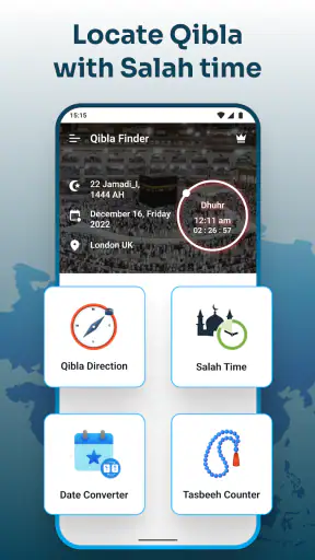 Qibla Compass with Salah Time