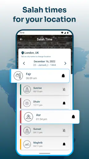Qibla Compass with Salah Time