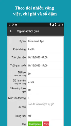 Bảng chấm công - Giờ làm việc