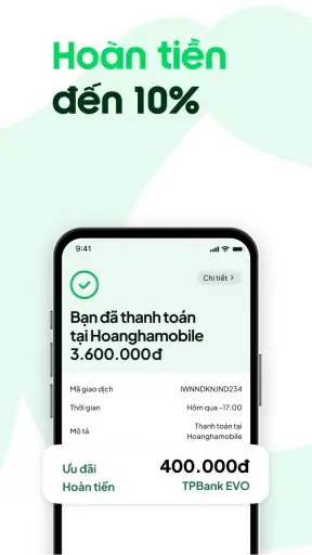 EVO Thẻ mở ngay Tiền hoàn liền