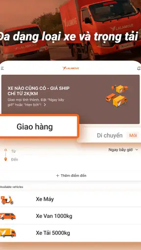 Lalamove: Giao hàng, Di chuyển