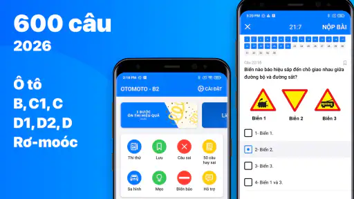 Ôn Thi GPLX 600 Câu Hỏi 2026