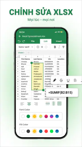 Trình đọc xlsx: Tạo trang tính