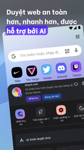 Trình duyệt Opera với VPN