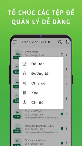 Trình xem XLSX: đọc XLS