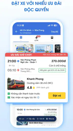 Vexere: Vé xe Máy bay Tàu hỏa