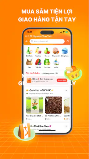 VILL: Đặt xe & giao đồ ăn